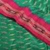 Sanskriti Vintage Sarees Green Ikat Handwoven Pochampally Pure Silk Sari Sustainable Fabric