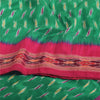 Sanskriti Vintage Sarees Green Ikat Handwoven Pochampally Pure Silk Sari Sustainable Fabric