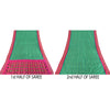 Sanskriti Vintage Sarees Green Ikat Handwoven Pochampally Pure Silk Sari Sustainable Fabric