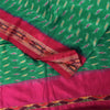 Sanskriti Vintage Sarees Green Ikat Handwoven Pochampally Pure Silk Sari Sustainable Fabric