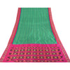 Sanskriti Vintage Sarees Green Ikat Handwoven Pochampally Pure Silk Sari Sustainable Fabric