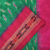 Sanskriti Vintage Sarees Green Ikat Handwoven Pochampally Pure Silk Sari Sustainable Fabric