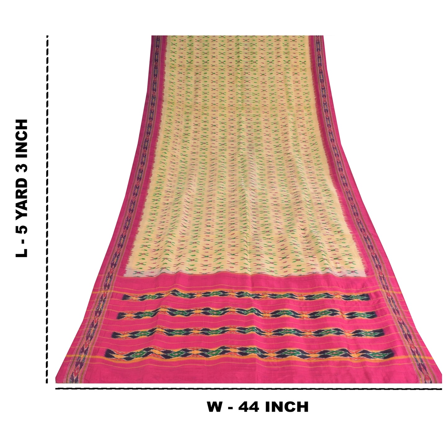 Sanskriti Vintage Sarees Pochampally Ikat Handwoven Pure Silk Sari 5+yd Sustainable Fabric