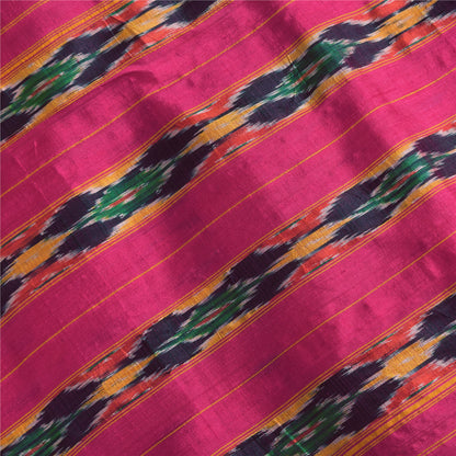 Sanskriti Vintage Sarees Pochampally Ikat Handwoven Pure Silk Sari 5+yd Sustainable Fabric