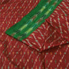 Sanskriti Vintage Sarees Red Ikat Handwoven Pochampally Pure Silk Sari Sustainable Fabric
