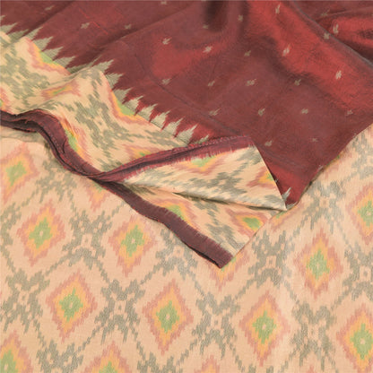 Sanskriti Vintage Sarees Ikat Handwoven Sambhalpuri Pure Silk Sari 5+yd Sustainable Fabric