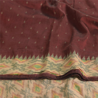 Sanskriti Vintage Sarees Ikat Handwoven Sambhalpuri Pure Silk Sari 5+yd Sustainable Fabric