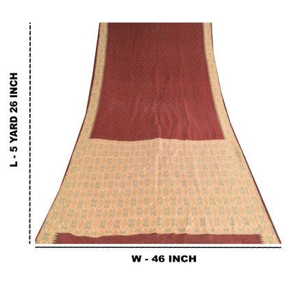 Sanskriti Vintage Sarees Ikat Handwoven Sambhalpuri Pure Silk Sari 5+yd Sustainable Fabric