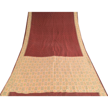 Sanskriti Vintage Sarees Ikat Handwoven Sambhalpuri Pure Silk Sari 5+yd Sustainable Fabric