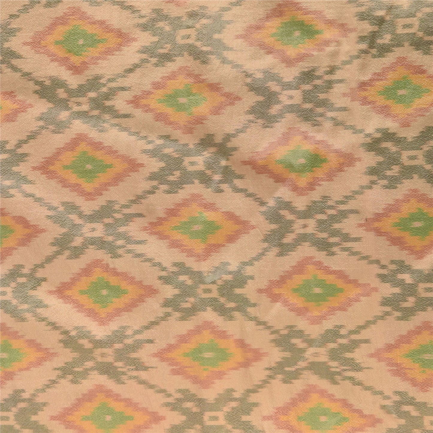 Sanskriti Vintage Sarees Ikat Handwoven Sambhalpuri Pure Silk Sari 5+yd Sustainable Fabric