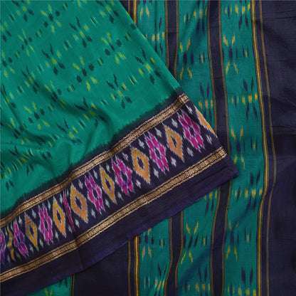 Sanskriti Vintage Sarees Ikat Handwoven Pochampally Pure Silk Sari 5+yd Sustainable Fabric