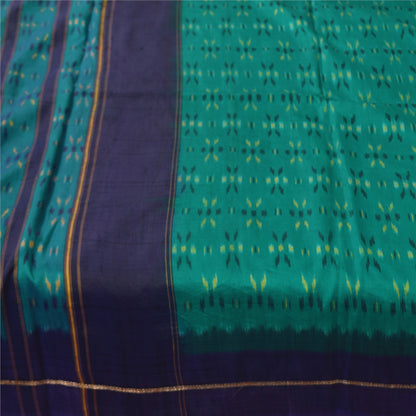 Sanskriti Vintage Sarees Ikat Handwoven Pochampally Pure Silk Sari 5+yd Sustainable Fabric