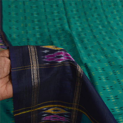 Sanskriti Vintage Sarees Ikat Handwoven Pochampally Pure Silk Sari 5+yd Sustainable Fabric
