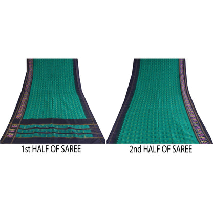 Sanskriti Vintage Sarees Ikat Handwoven Pochampally Pure Silk Sari 5+yd Sustainable Fabric