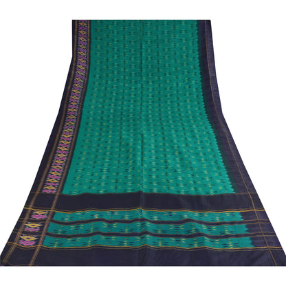 Sanskriti Vintage Sarees Ikat Handwoven Pochampally Pure Silk Sari 5+yd Sustainable Fabric