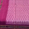 Sanskriti Vintage Sarees Pink Ikat Handwoven Pochampally Pure Silk Sari Fabric
