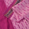 Sanskriti Vintage Sarees Pink Ikat Handwoven Pochampally Pure Silk Sari Fabric