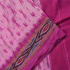 Sanskriti Vintage Sarees Pink Ikat Handwoven Pochampally Pure Silk Sari Fabric