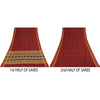 Sanskriti Vintage Sarees Red Ikat Handwoven Odisha Pure Silk Sari 5+yd Fabric