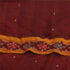 Sanskriti Vintage Sarees Red Ikat Handwoven Odisha Pure Silk Sari 5+yd Fabric