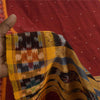 Sanskriti Vintage Sarees Red Ikat Handwoven Odisha Pure Silk Sari 5+yd Fabric