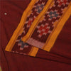 Sanskriti Vintage Sarees Red Ikat Handwoven Odisha Pure Silk Sari 5+yd Fabric