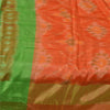 Sanskriti Vintage Sarees Orange Ikat Handwoven Sambhalpuri Pure Silk Sari Fabric