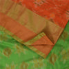 Sanskriti Vintage Sarees Orange Ikat Handwoven Sambhalpuri Pure Silk Sari Fabric