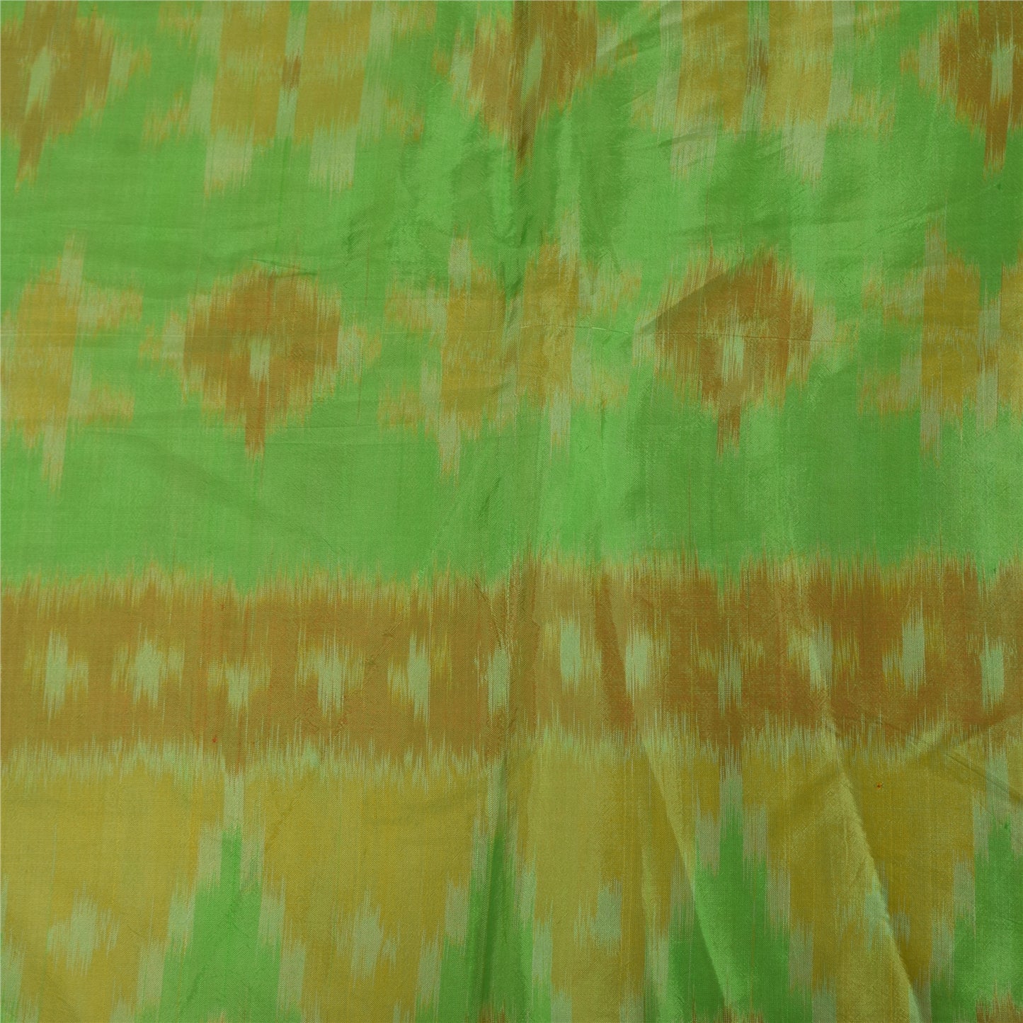 Sanskriti Vintage Sarees Orange Ikat Handwoven Sambhalpuri Pure Silk Sari Fabric