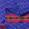 Sanskriti Vintage Sarees Blue Ikat Handwoven Pochampally Pure Silk Sari Fabric