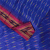 Sanskriti Vintage Sarees Blue Ikat Handwoven Pochampally Pure Silk Sari Fabric
