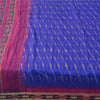 Sanskriti Vintage Sarees Blue Ikat Handwoven Pochampally Pure Silk Sari Fabric