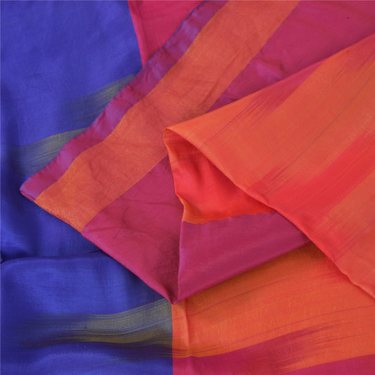 Sanskriti Vintage Sarees Ikat Handwoven Artificial Silk Sari 5+yd Craft Fabric