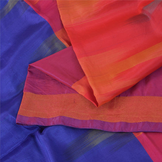 Sanskriti Vintage Sarees Ikat Handwoven Artificial Silk Sari 5+yd Craft Fabric