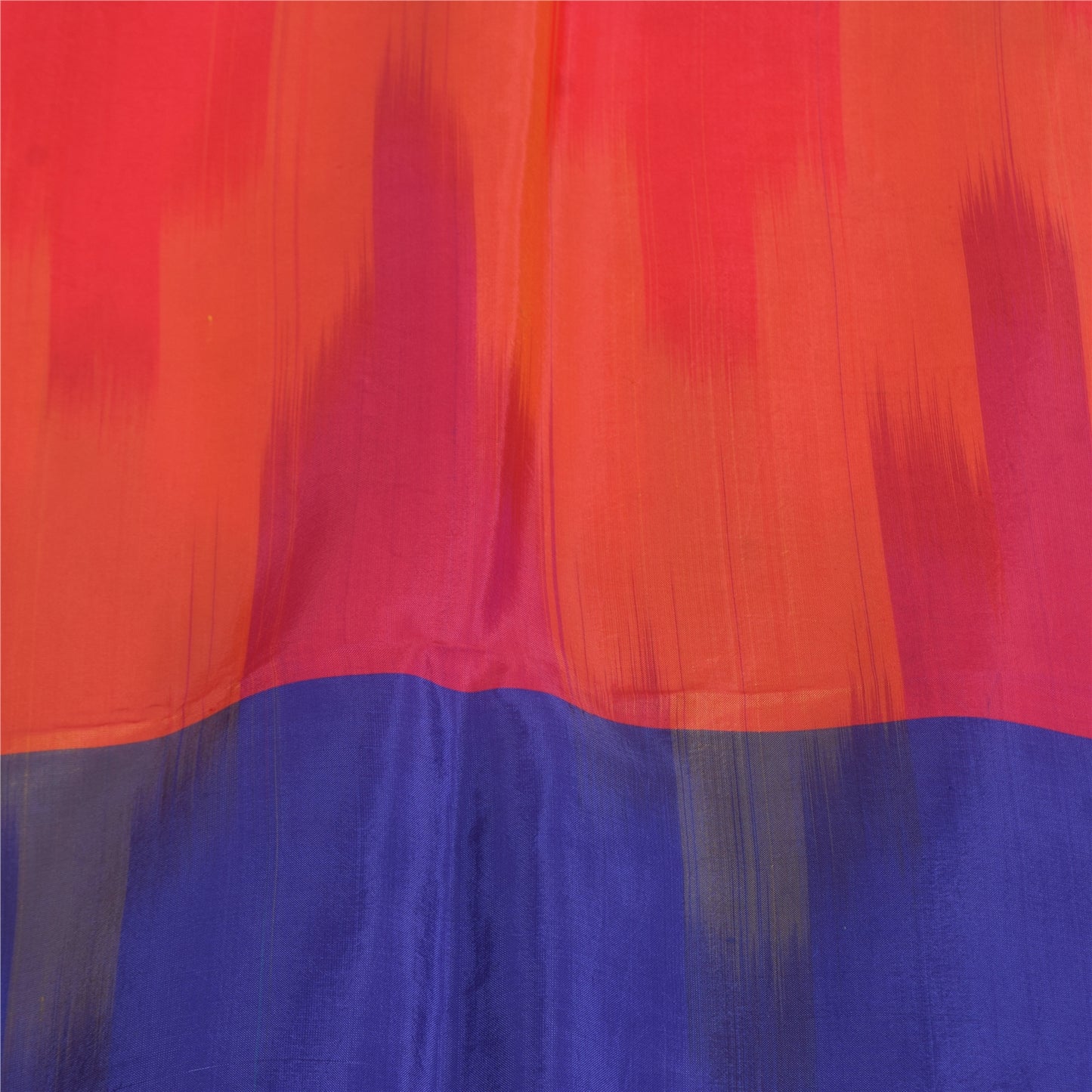 Sanskriti Vintage Sarees Ikat Handwoven Artificial Silk Sari 5+yd Craft Fabric