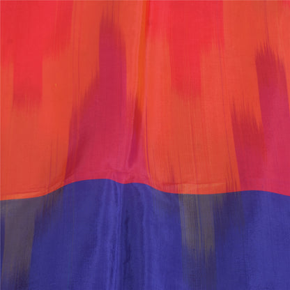 Sanskriti Vintage Sarees Ikat Handwoven Artificial Silk Sari 5+yd Craft Fabric