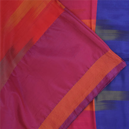 Sanskriti Vintage Sarees Ikat Handwoven Artificial Silk Sari 5+yd Craft Fabric