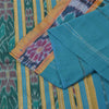 Sanskriti Vintage Sarees Blue Ikat Handwoven Odisha Pure Cotton Sari 5+yd Fabric