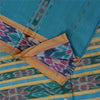 Sanskriti Vintage Sarees Blue Ikat Handwoven Odisha Pure Cotton Sari 5+yd Fabric