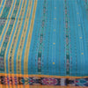 Sanskriti Vintage Sarees Blue Ikat Handwoven Odisha Pure Cotton Sari 5+yd Fabric