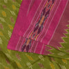 Sanskriti Vintage Sarees Green Ikat Handwoven Pochampally Pure Silk Sari Fabric