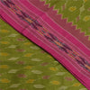 Sanskriti Vintage Sarees Green Ikat Handwoven Pochampally Pure Silk Sari Fabric