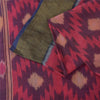Sanskriti Vintage Sarees Red Ikat Handwoven Sambhalpuri Pure Silk Sari Fabric