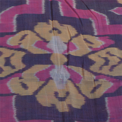 Sanskriti Vintage Sarees Red Ikat Handwoven Sambhalpuri Pure Silk Sari Fabric