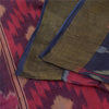 Sanskriti Vintage Sarees Red Ikat Handwoven Sambhalpuri Pure Silk Sari Fabric
