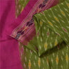 Sanskriti Vintage Sarees Green Ikat Handwoven Pochampally Pure Silk Sari Fabric