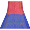 Sanskriti Vintage Sarees Pink Ikat Handwoven Sambhalpuri Pure Silk Sari Fabric