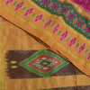 Sanskriti Vintage Sarees Pink Ikat Handwoven Pochampally Pure Silk Sari Fabric