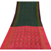 Sanskriti Vintage Sarees Green Ikat Handwoven Sambhalpuri Pure Silk Sari Sustainable Fabric