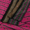 Sanskriti Vintage Sarees Pink Ikat Handwoven Pure Silk Pochampally Sari Fabric